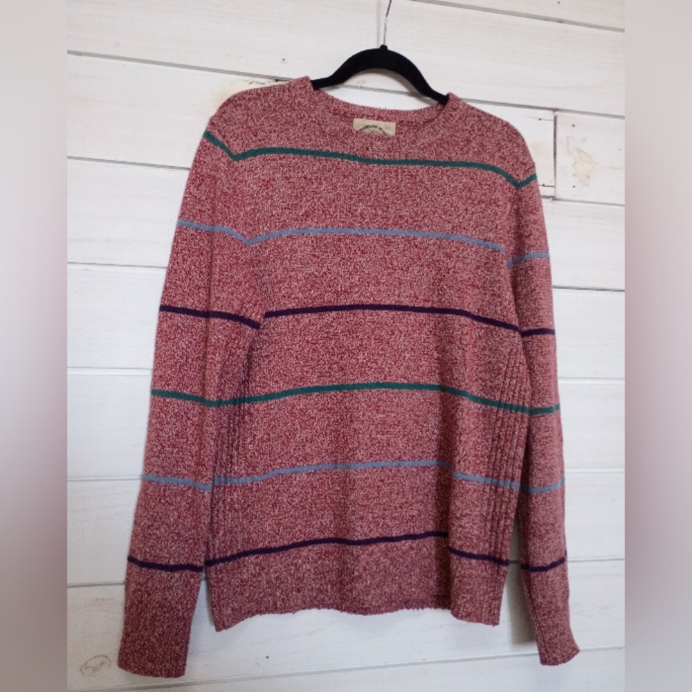 O'hanlon Lambswool Striped Sweater - Red and Blue